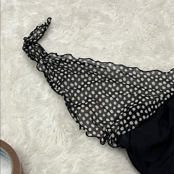 Vintage Elegant Black and White Polka Dot Bikini Top - Picture 8 of 9